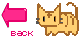 a small cat walking next to an arrow and the word back, click here to return to the chamber with the cave tunnel entrances