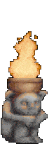 a statue with a lit fire