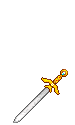 a small sword that emits a flash of blue light, followed by a swan briefly emerging from the hilt. the swan then vanishes and the sword appears normal once more.
