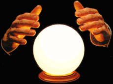 hands hovering above a crystal ball