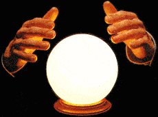 hands hovering above a crystal ball